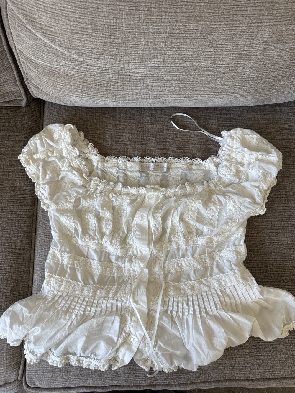 Caroline Constas white ruffled cotton shirt